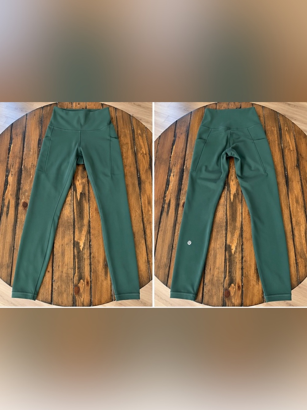 Lululemon Forest Green High Rise Leggings w/ Pockets Athletic Yoga